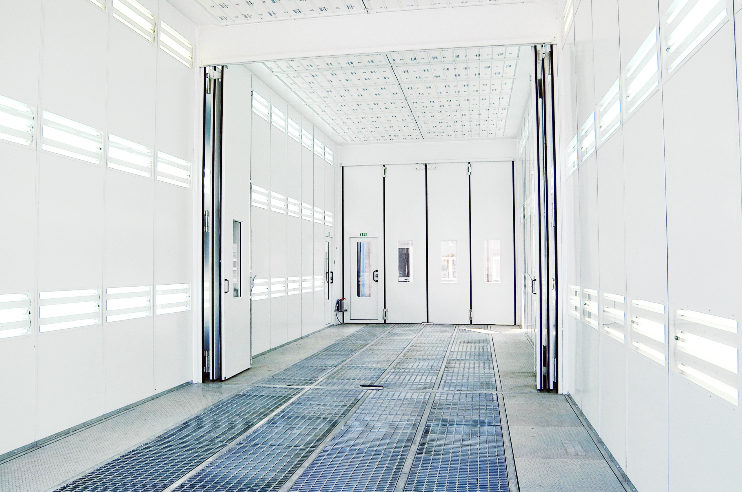 Internal view of CV spray booth with twin booth option